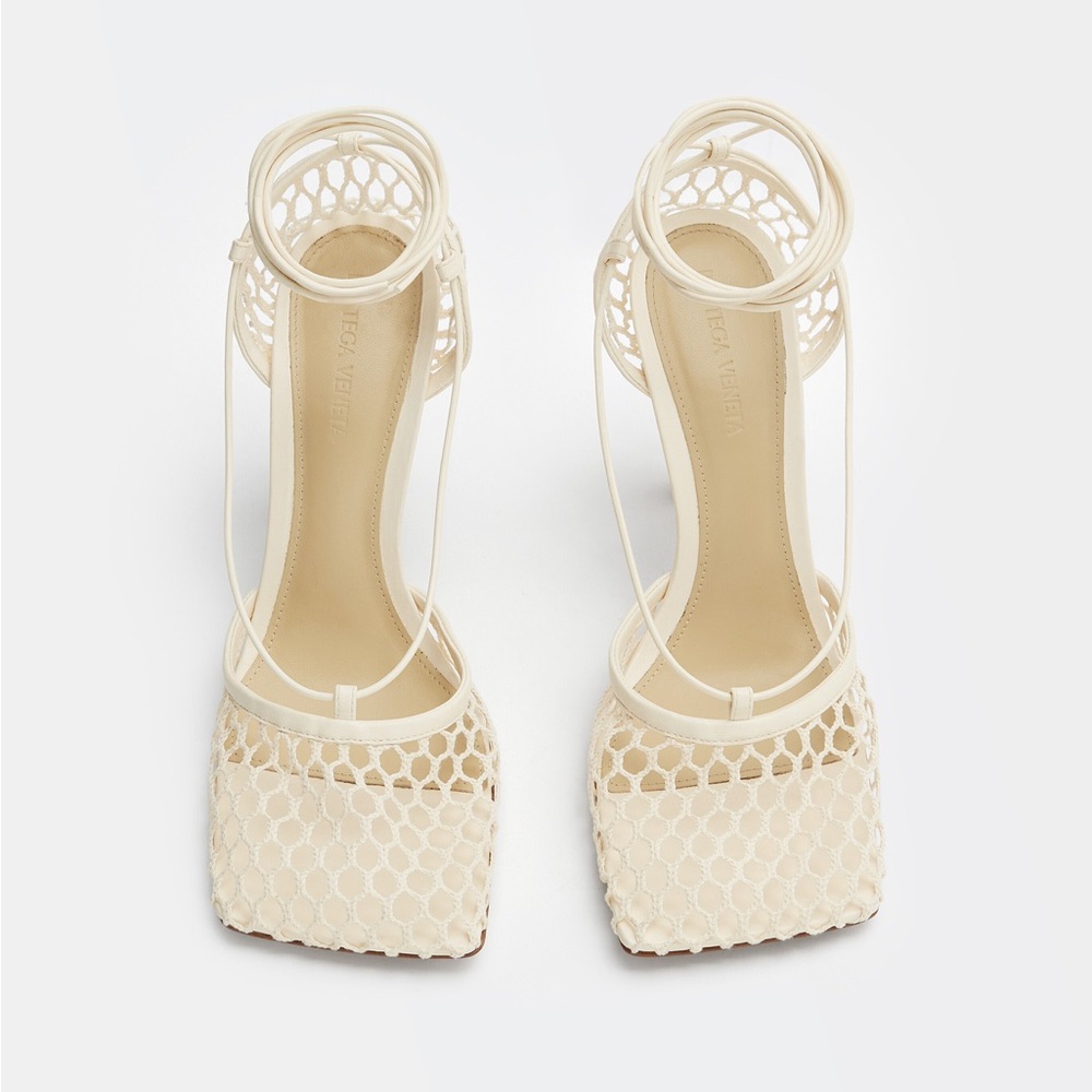 Bottega Veneta Tolie Stretch Lace-Up Sandal Heel